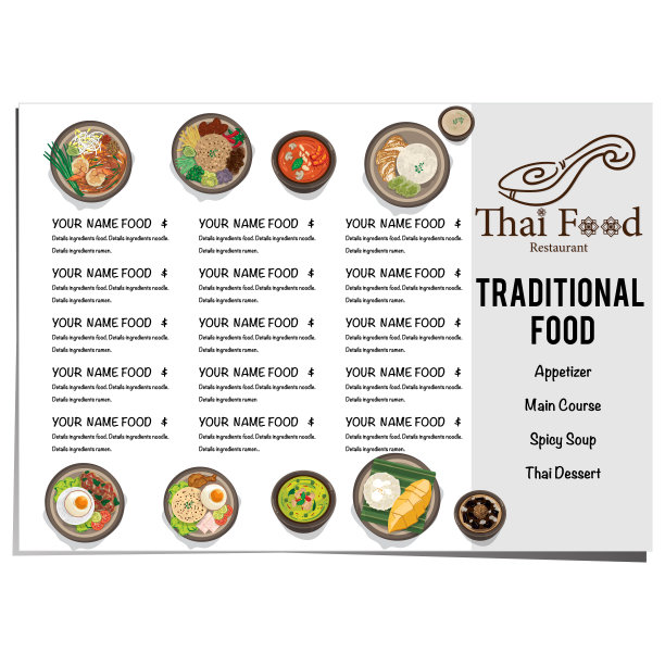 菜单泰国菜设计模板图形图片下载