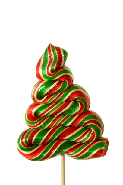 糖果棒棒糖的形式，多色圣诞云杉孤立在白色图片下载