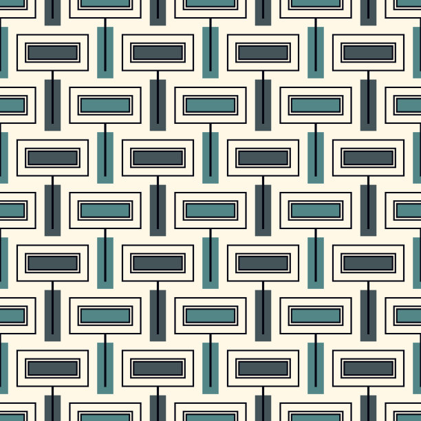 现代的几何图案。重复的矩形图案。风格化砖墙装饰。现代抽象背景。无缝的表面设计。Geo墙纸。数码纸，纺织品印刷。矢量艺术图片下载