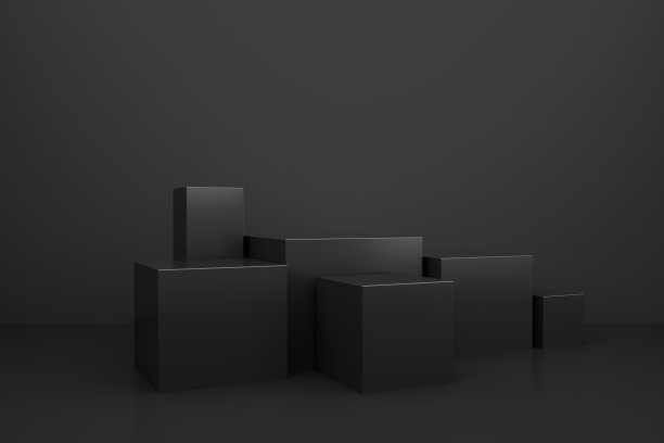 商业广告的黑色几何背景的3D渲染图片下载