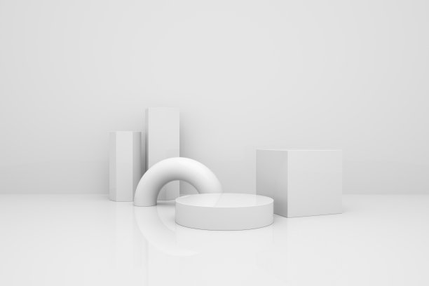 3D渲染颜色几何背景。现代简约设计中的几何形状。极简模拟推广，化妆品背景，产品展示。图片下载