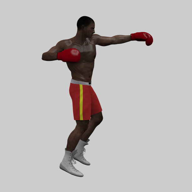 侧面的拳击手摆动左拳3d渲染图片下载