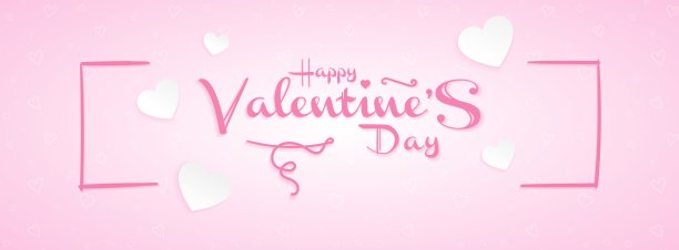 情人节快乐的横幅与心和字母为网络和印刷。粉红色的矢量图。图片下载