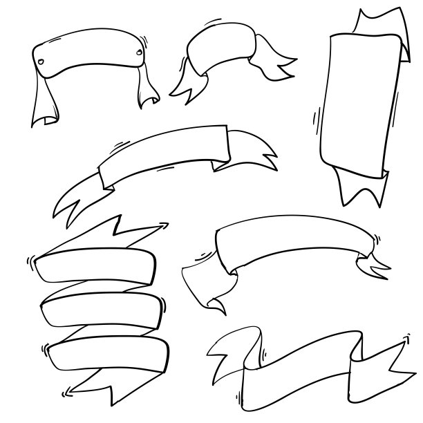 收集手绘涂鸦丝带插图矢量图片下载