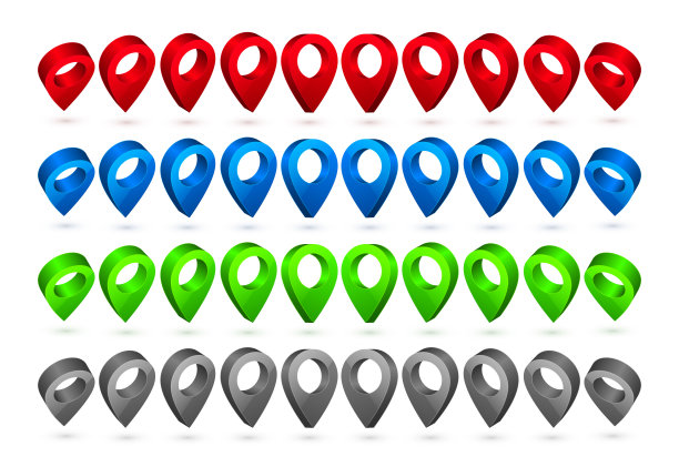 3 d地图指针。导航符号孤立在白色背景上。矢量图图片下载