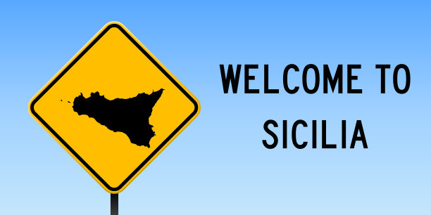 西西里地图上的路标。图片下载