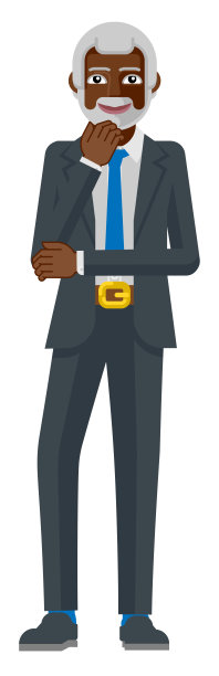 成熟的黑人商人思考吉祥物概念图片下载