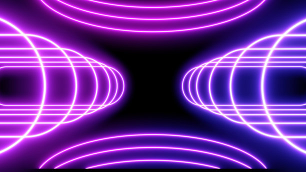 摘要霓虹灯明亮的镜头耀斑在黑色的背景。激光显示彩色横幅广告设计技术图片下载