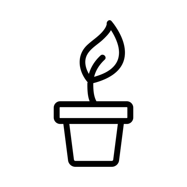花在花盆图标向量。孤立轮廓符号插图图片下载
