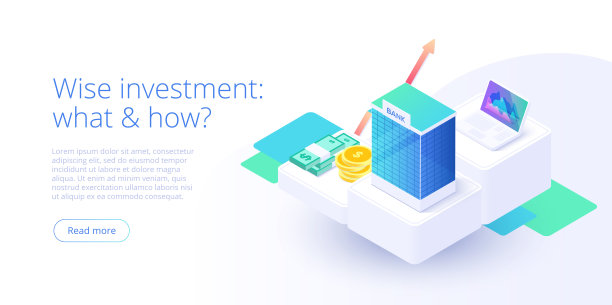 银行建筑在货币交易概念中的等距矢量设计。支付转账或存款或投资。网页横幅为网站布局模板。图片下载