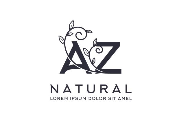 创意花朵婚礼初始AZ图标设计。矢量标志模板图片下载