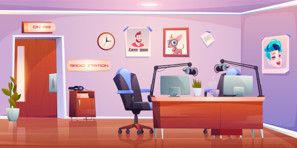 电台演播室室内，空房间设计图片下载
