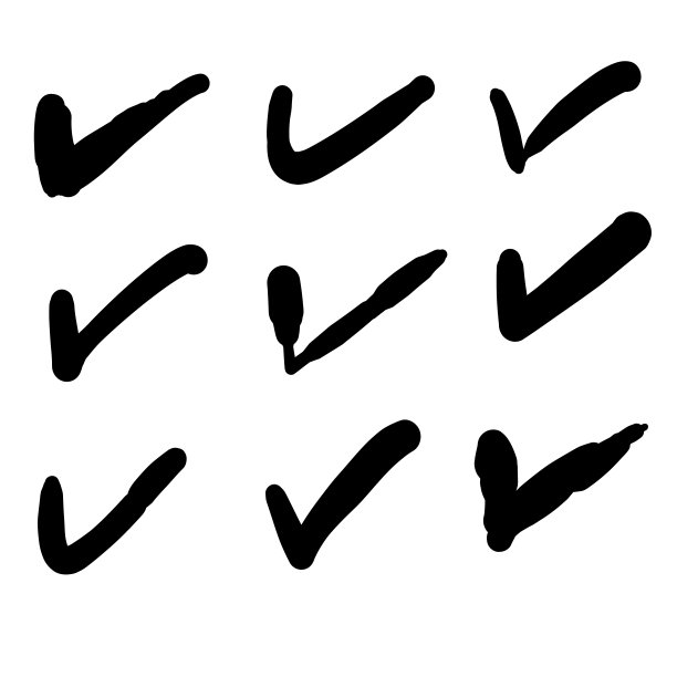 手绘检查标记图标设置在卡通涂鸦风格图片下载