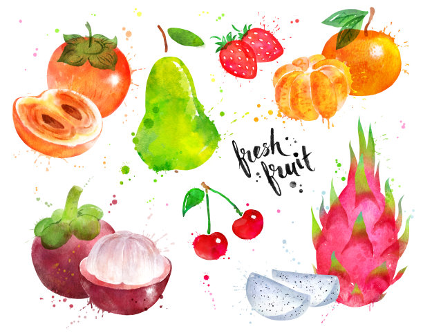 水彩手绘一套水果图片下载
