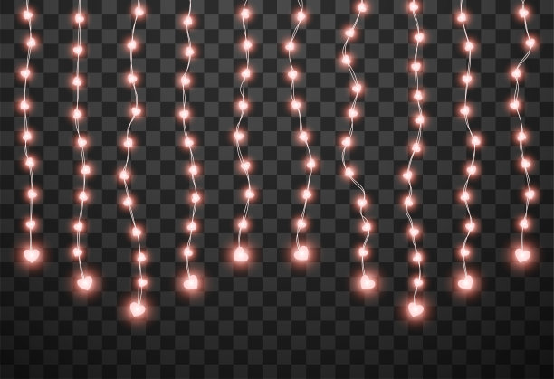 情人节的灯孤立在透明的背景，矢量插图图片下载