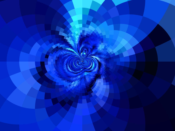 抽象形象的形式，一个螺旋的正方形。时尚经典的蓝色。背景，横幅，明信片，卡片。图片下载