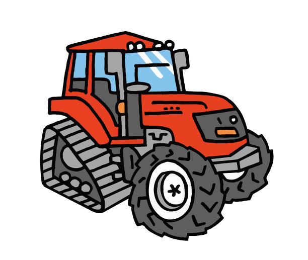 红色拖拉机的插图图片下载