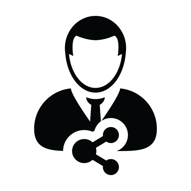 带有分享符号的男性头像矢量社交图标图片下载