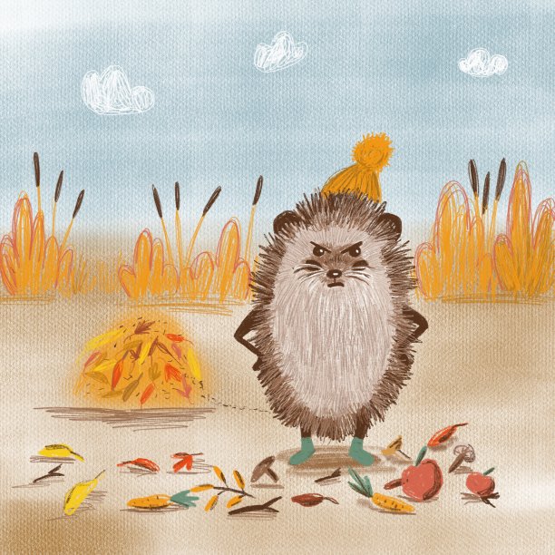 邪恶的刺猬在云的背景上图片下载