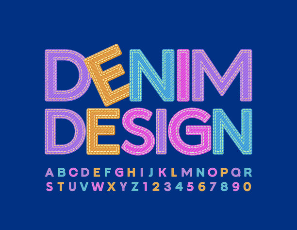 向量明亮的标志牛仔设计。时尚牛仔裤字母和数字图片下载