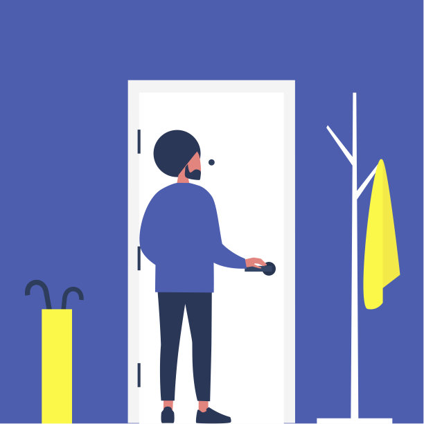 年轻的印度男子打开前门，布置了公寓走廊，生活方式，日常生活图片下载