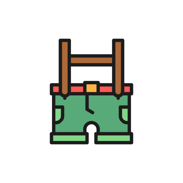 传统的德国民族服装，男性服装平色线图标。图片下载