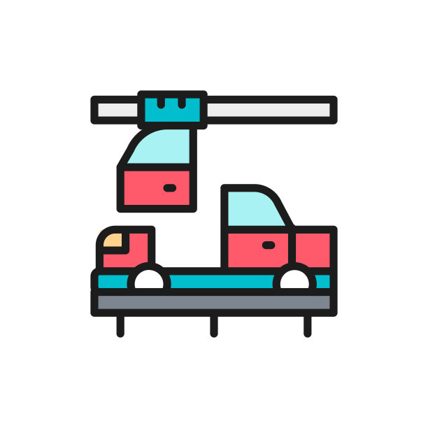 中国汽车工业，汽车工厂的标志颜色平坦。图片下载