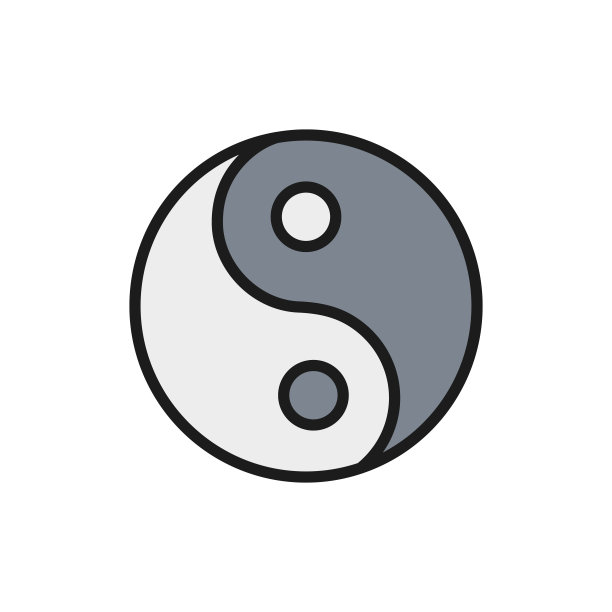 阴阳标志，传统汉字符号平色线图标。图片下载