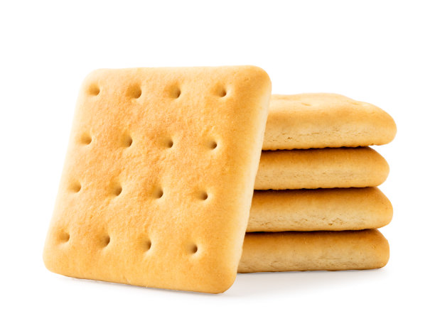 白色背景上的方形饼干。孤立的图片下载