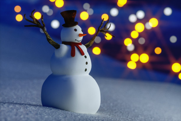 冬季景观中的雪人(3d渲染)图片下载