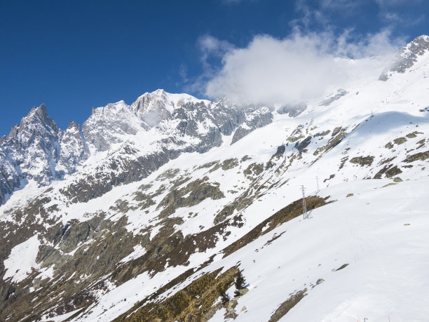 勃朗峰白雪皑皑的山峰图片下载