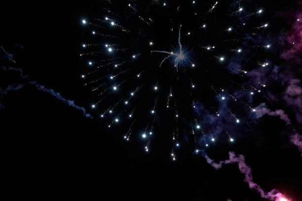 夜空敬礼。天空中一个敬礼的照片。抽象纹理致敬。明亮的灯光，天空中抽象的人物。五颜六色的闪光。图片纹理和处理图片下载