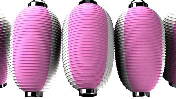 白色背景上的粉色和白色的纸灯笼图片下载