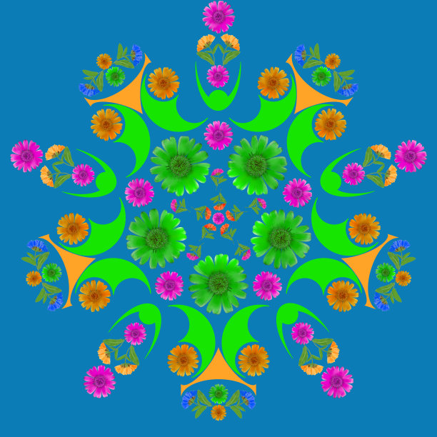 曼陀罗由干燥的压花、花瓣和叶子制成。曼荼罗是冥想、佛教、印度教、瑜伽的象征。以植物为背景绘制的东方风格的几何曼陀罗画图片下载