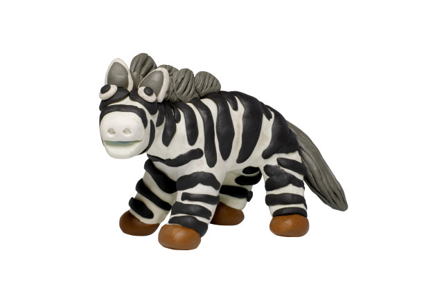 卡通人物，斑马孤立在白色背景上。剪切路径。图片下载