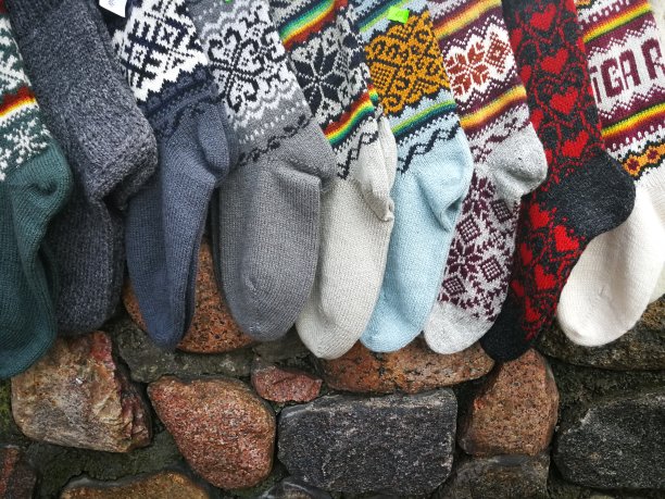 展示有图案的羊毛袜图片下载