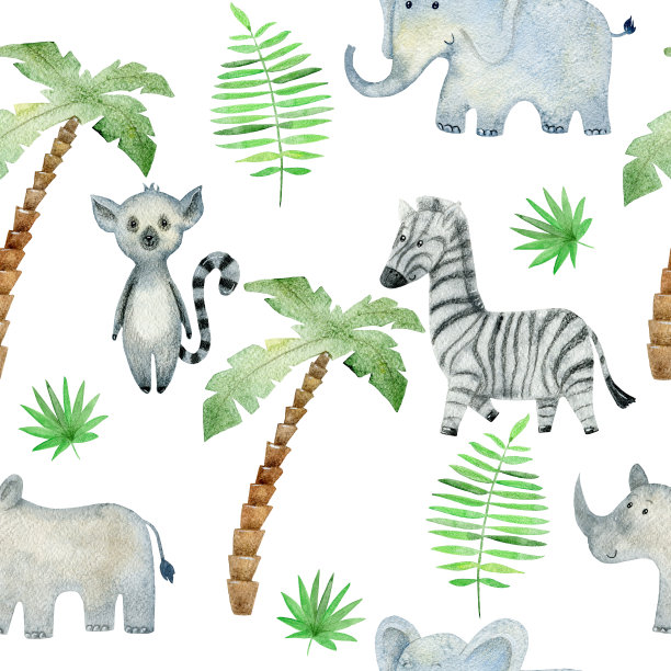 水彩狩猎动物。图片下载