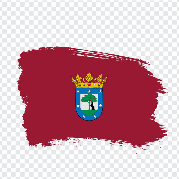 马德里国旗的笔触。旗帜马德里的西班牙在透明的背景为您的网站设计，标志，应用程序，UI。西班牙王国。股票向量。EPS10。图片下载