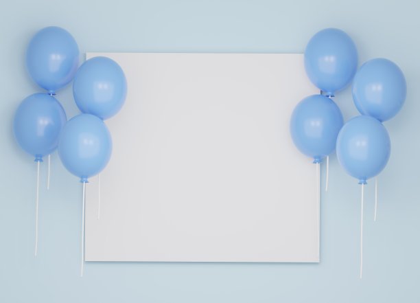 画面3DCG，可爱的气球漂浮图片下载