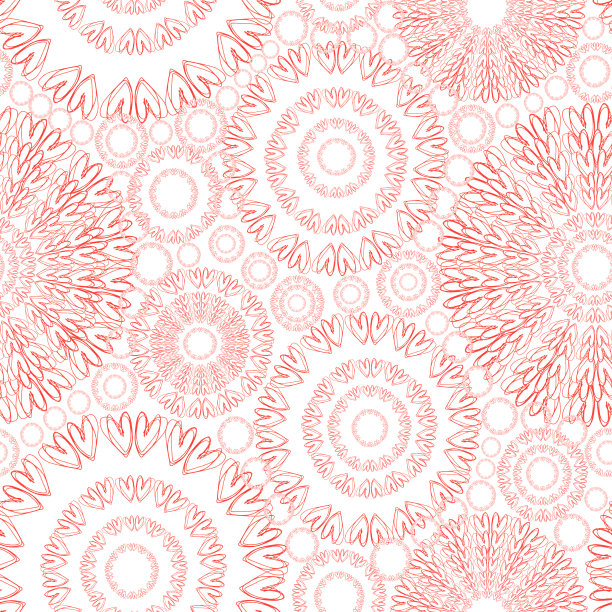 红心图案涂鸦的纺织品，包装，情人节的背景。图片下载