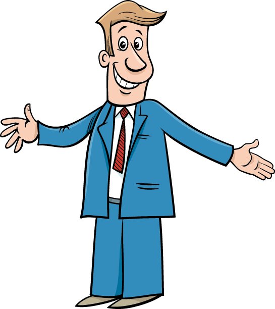 快乐卡通商人张开双臂图片下载