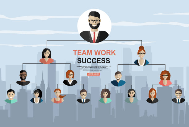 成功的团队合作，公司层级扁平孤立，人力资源。现代平面设计概念的网站横幅，网站，印刷材料，信息图表。图片下载
