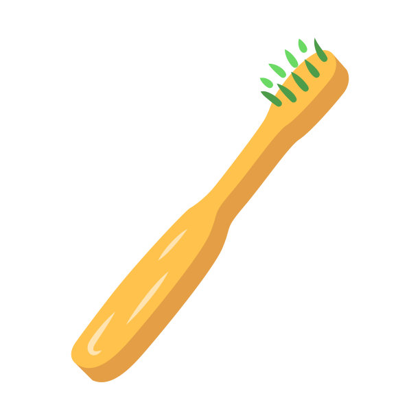 竹制牙刷平面设计长影彩色图标图片下载