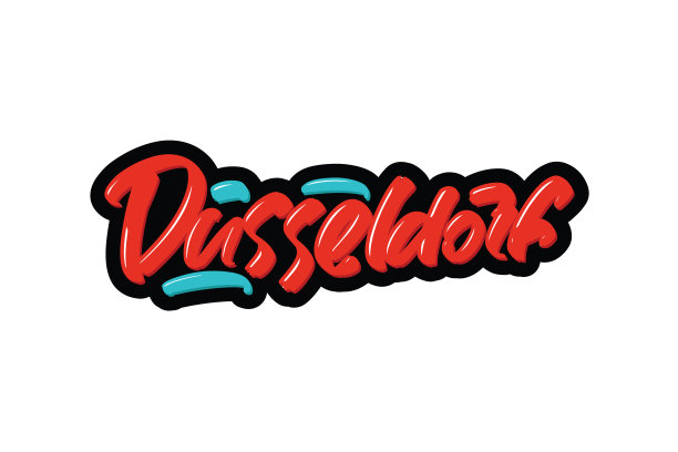 杜塞尔多夫文字文本。矢量插图标志文本网页，印刷和广告。图片下载