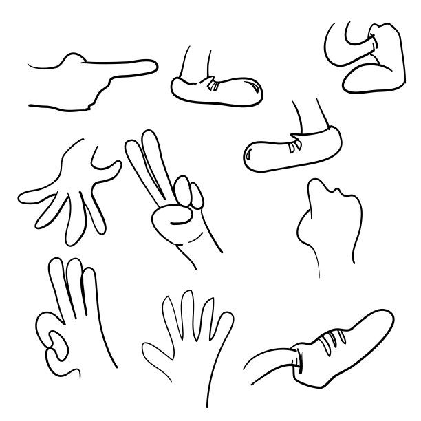 手绘卡通腿和手涂鸦风格图片下载