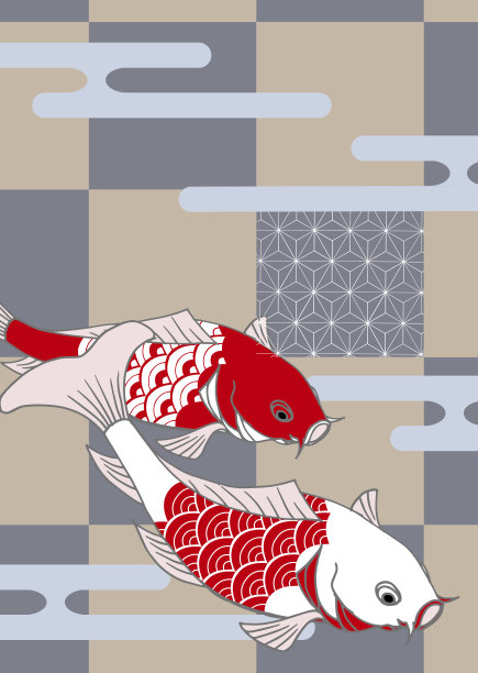 日本图案裁剪与日本图案鲤鱼图案图片下载