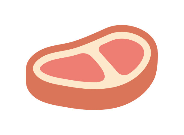 肉，牛排，牛肉，食物颜色矢量图标插图图片下载