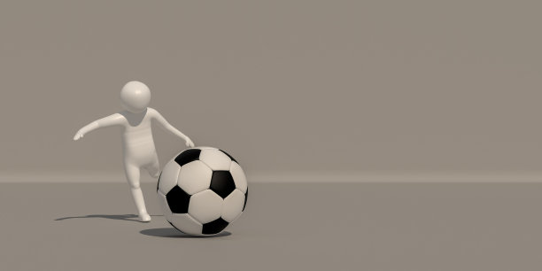 3d illustrator组职业符号上的灰色背景，3d渲染足球的踢球。包括一个选择路径。图片下载