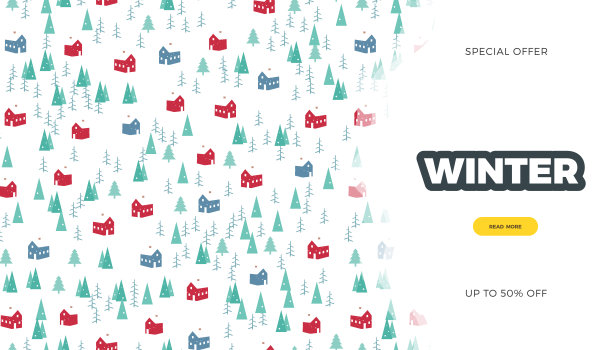 矢量复古风格冬季推广网站模板图片下载