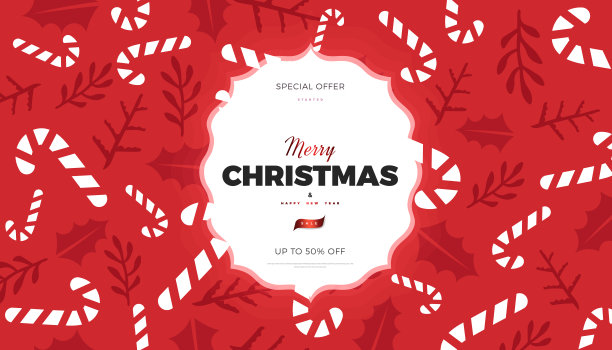 复古圣诞横幅，冬季背景设计模板图片下载